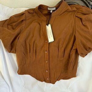 Bagatelle Rust Button-Up Blouse